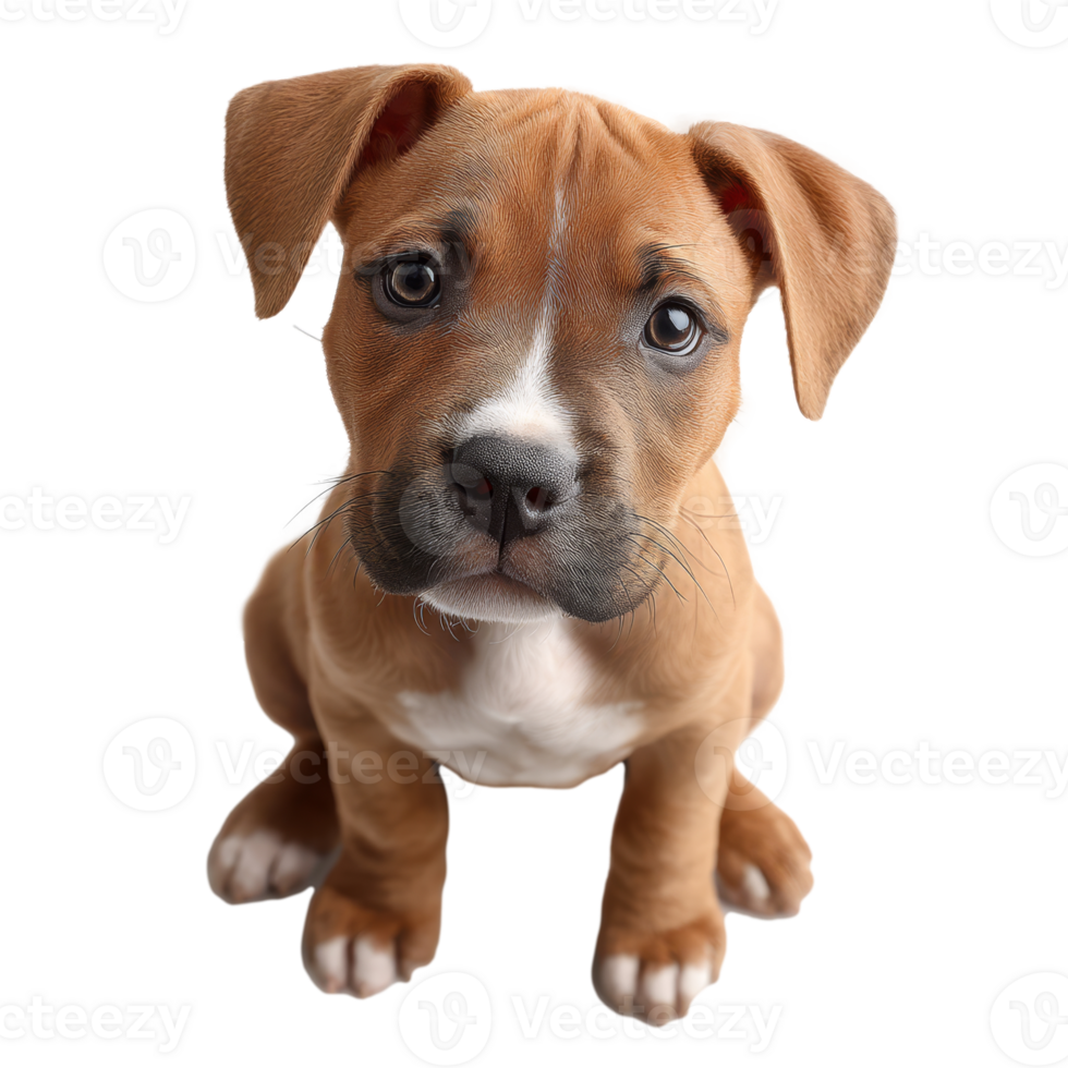 Adorable pitbull puppy with a cute expression sitting on a transparent background radiates charm and innocence png