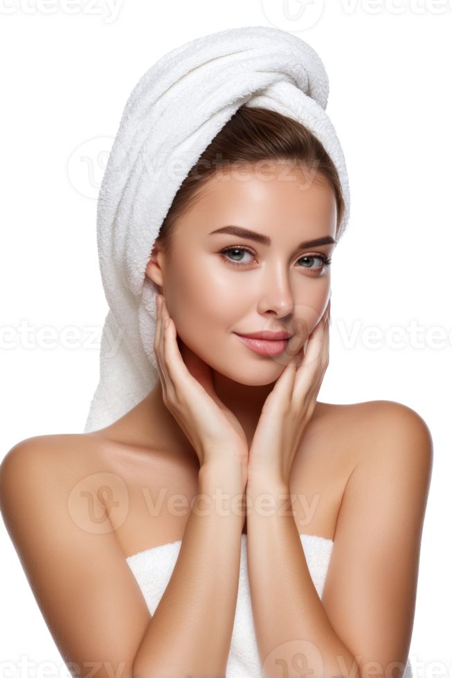 Ukrainian beauty enjoying a skin care spa treatment with healthy, radiant skin against a pure transparent background png