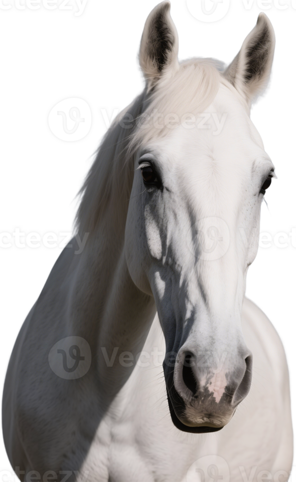A white horse's face in close up with a gentle gaze and flowing mane png
