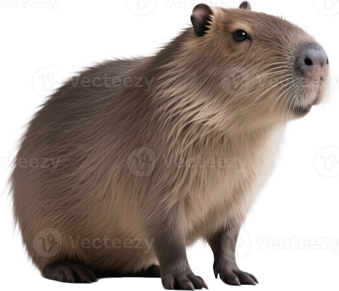 A curious capybara staring directly into the camera with a sweet and sincere expression png