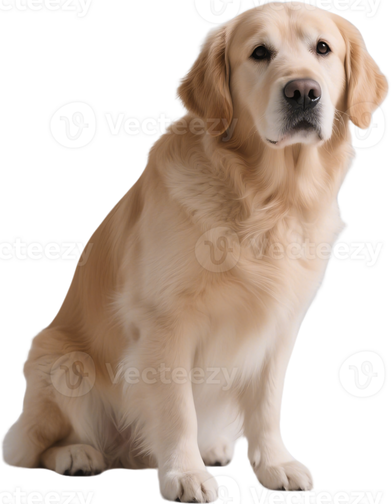Golden retriever sitting upright on its back legs in a playful yet obedient stance png