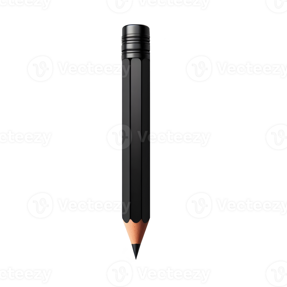 Black Wooden Pencil with Sharp Tip Isolated on Transparent Background png