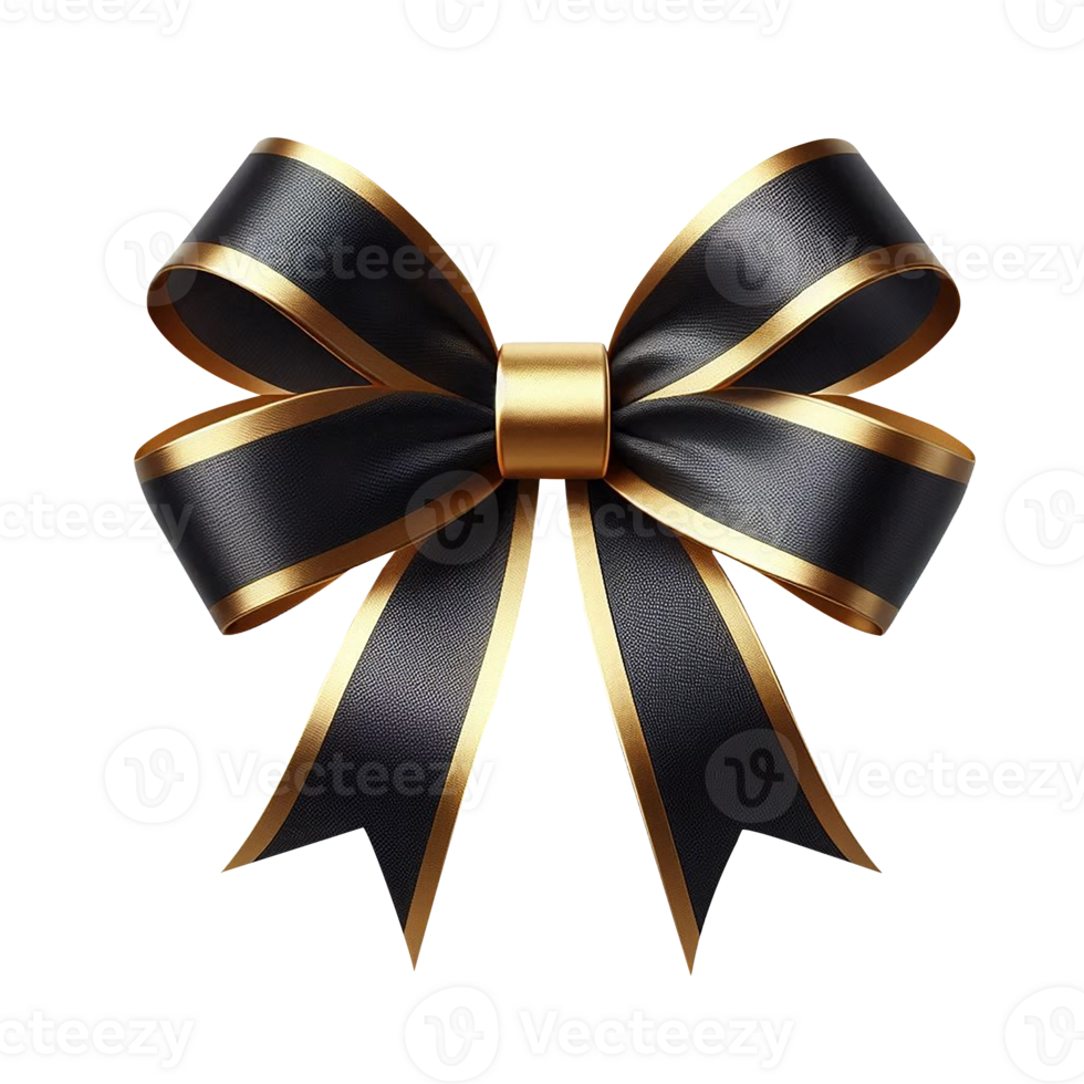 Black and gold bow on a black background png