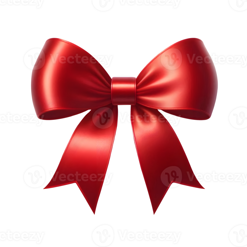 Red Satin Ribbon Bow Isolated on Transparent Background png