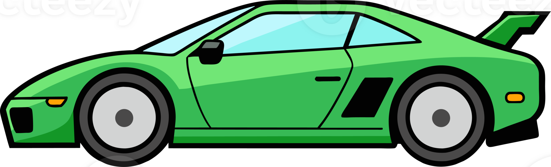 Stylish Green Sports Car Clip art Icon Speedy Automotive Illustration png