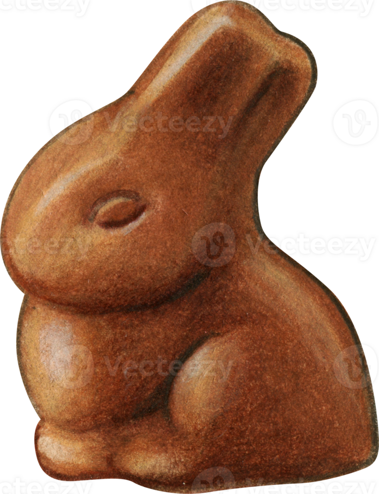 Waetercolor hand drawn chocolate bunny png