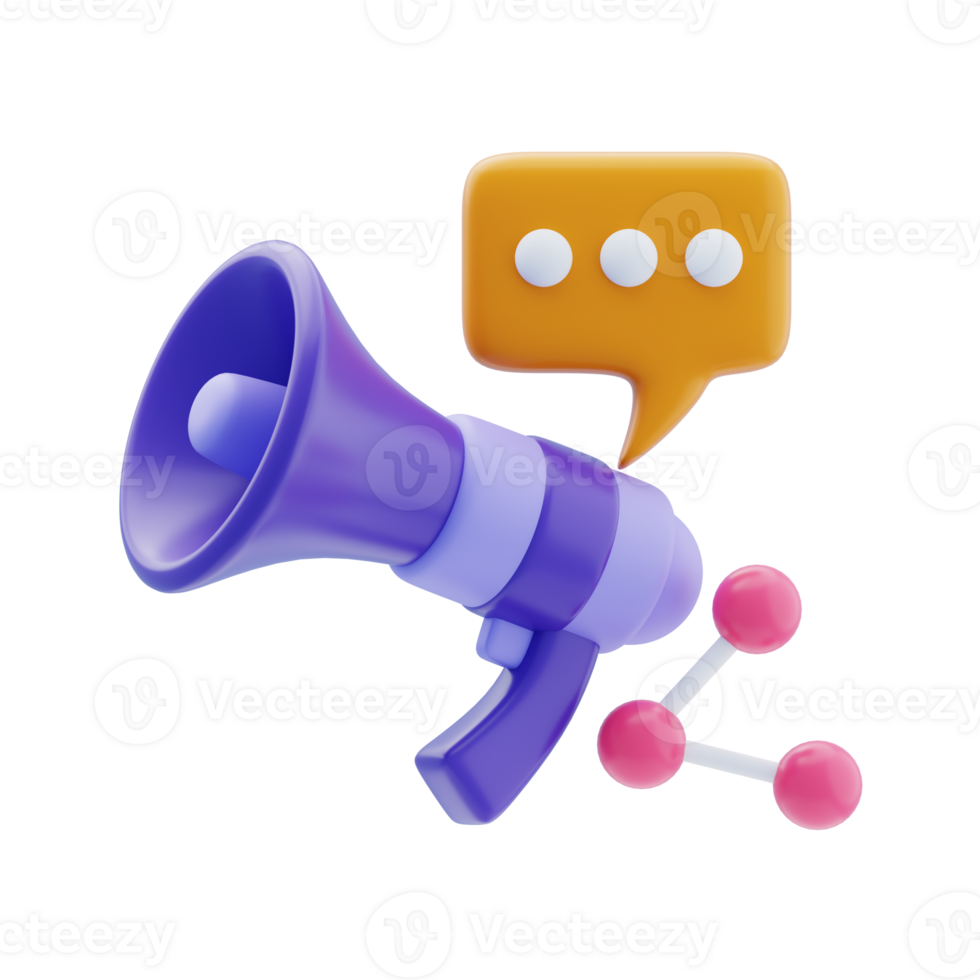 Megaphone chat and share 3d icon. Viral Promotion 3D Icon png