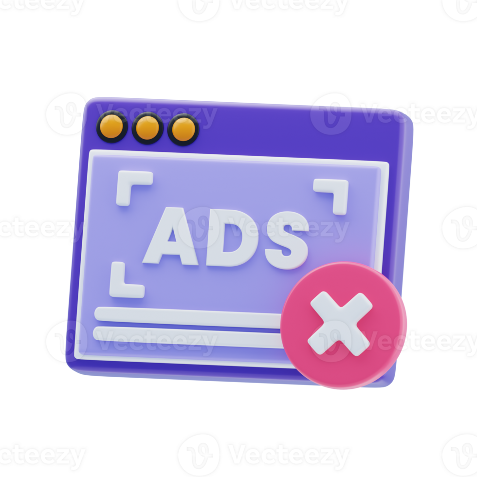 Ads Blocker 3D Icon. Ads Block Browser 3D Icon png