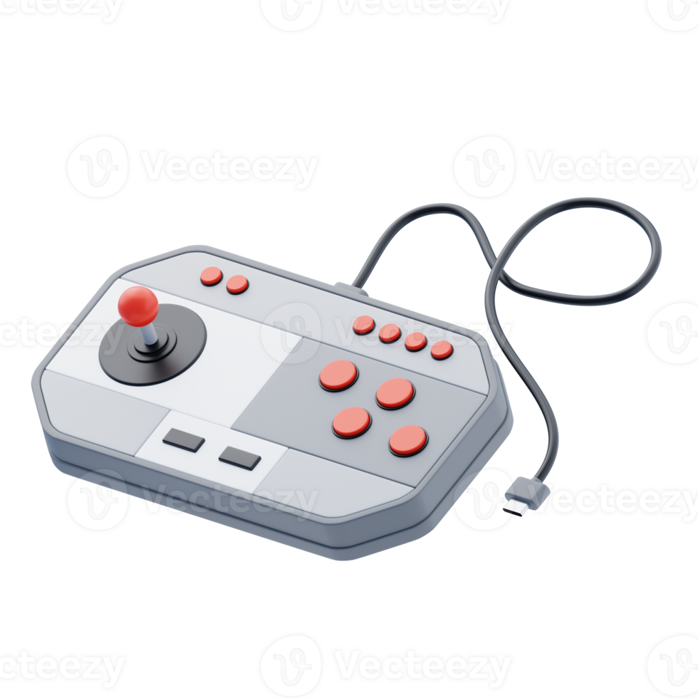 Accessibility Game Controller 3D Icon. Retro style wired game controller 3D Icon png