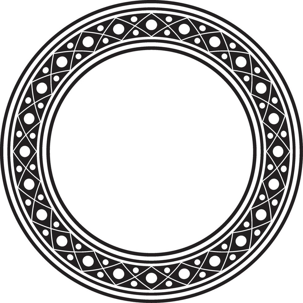 round black monochrome ancient Russian ornament. Slavic border. Circle, ring vector