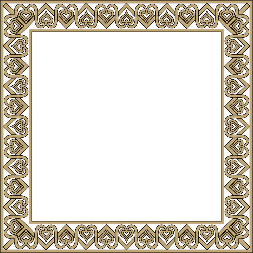 square European gold and black ornament. Rectangular pattern, circle, ring of the Middle Ages. Revival border. Decoration of palace and church vector