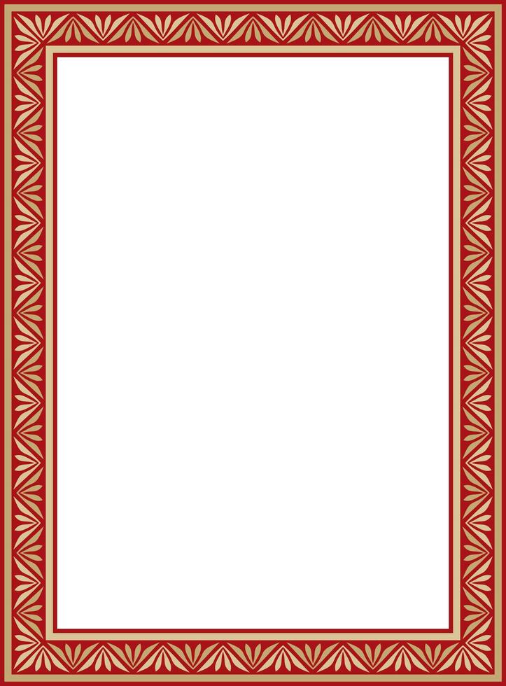 gold and red square classic byzantine ornament. Rectangle, border, Ancient Greece, Eastern Roman Empire frame. Decoration Russian Orthodox Church vector