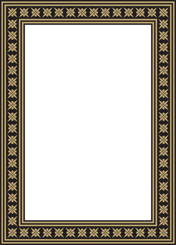 gold with black square classic byzantine ornament. Rectangle, border, Ancient Greece, Eastern Roman Empire frame. Decor Russian Orthodox Church vector