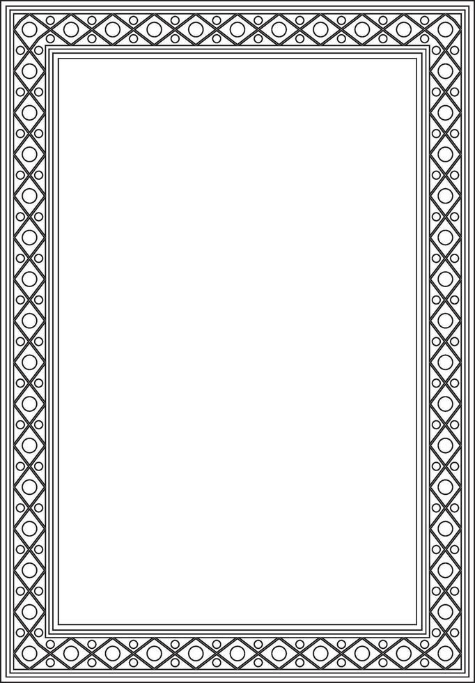 square black contour ancient Russian ornament. Slavic rectangle, border, frame. Painting of royal chambers vector