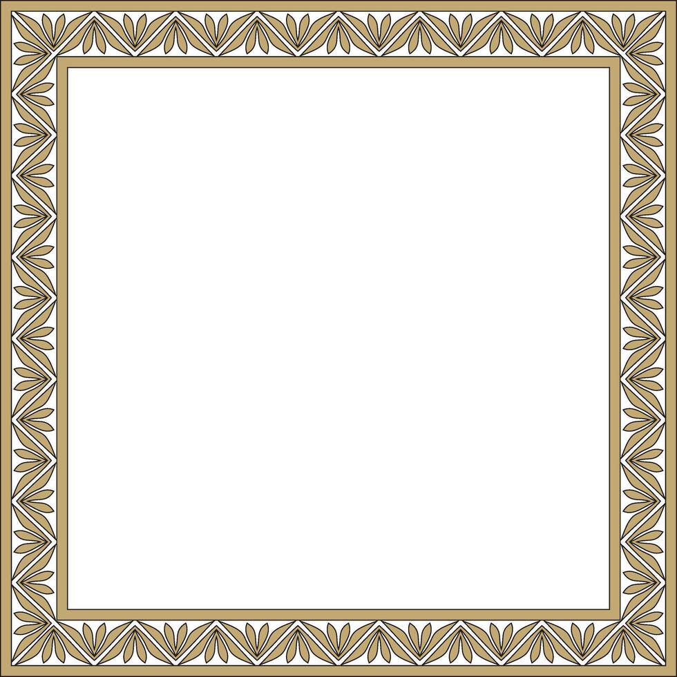 gold with black square classic byzantine ornament. Rectangle, border, Ancient Greece, Eastern Roman Empire frame. Decoration of Russian Church vector