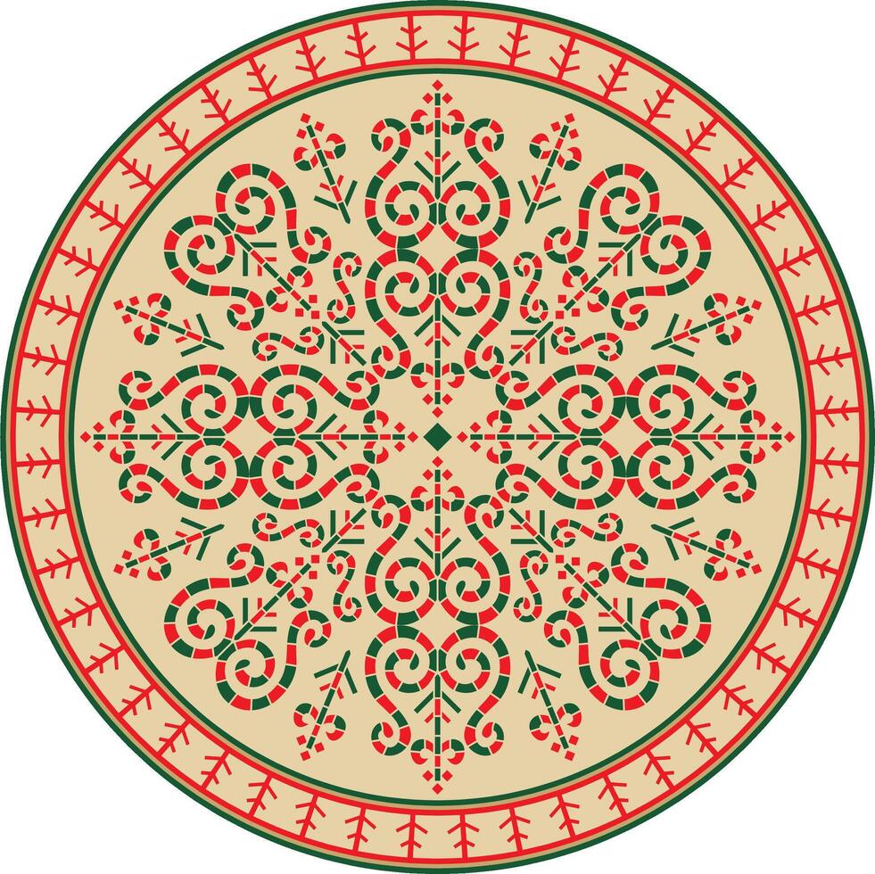 colored round Yakut ornament. Endless circle, border, frame of the northern peoples of Far East vector