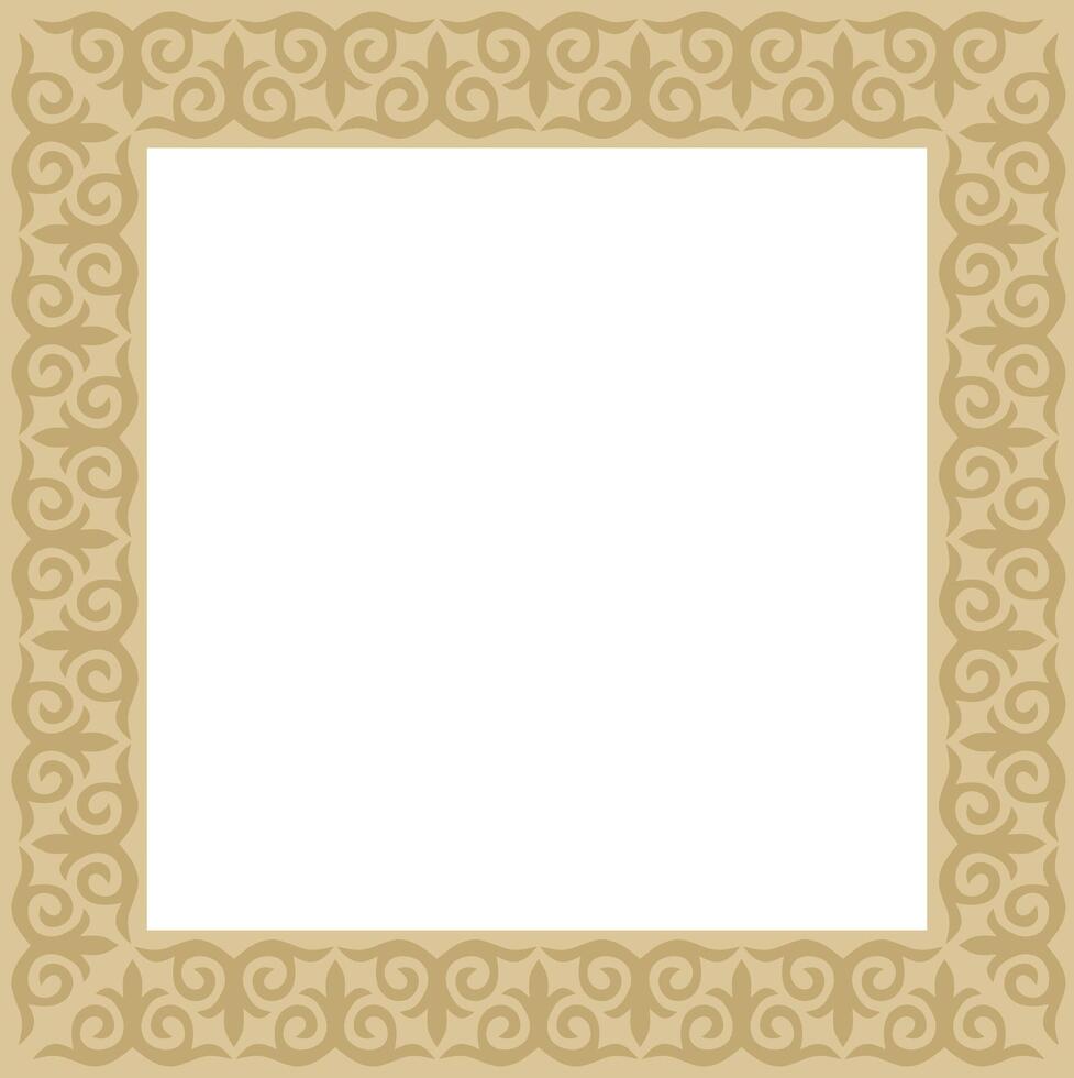golden square Kazakh national ornament. Ethnic pattern of the peoples Great Steppe vector