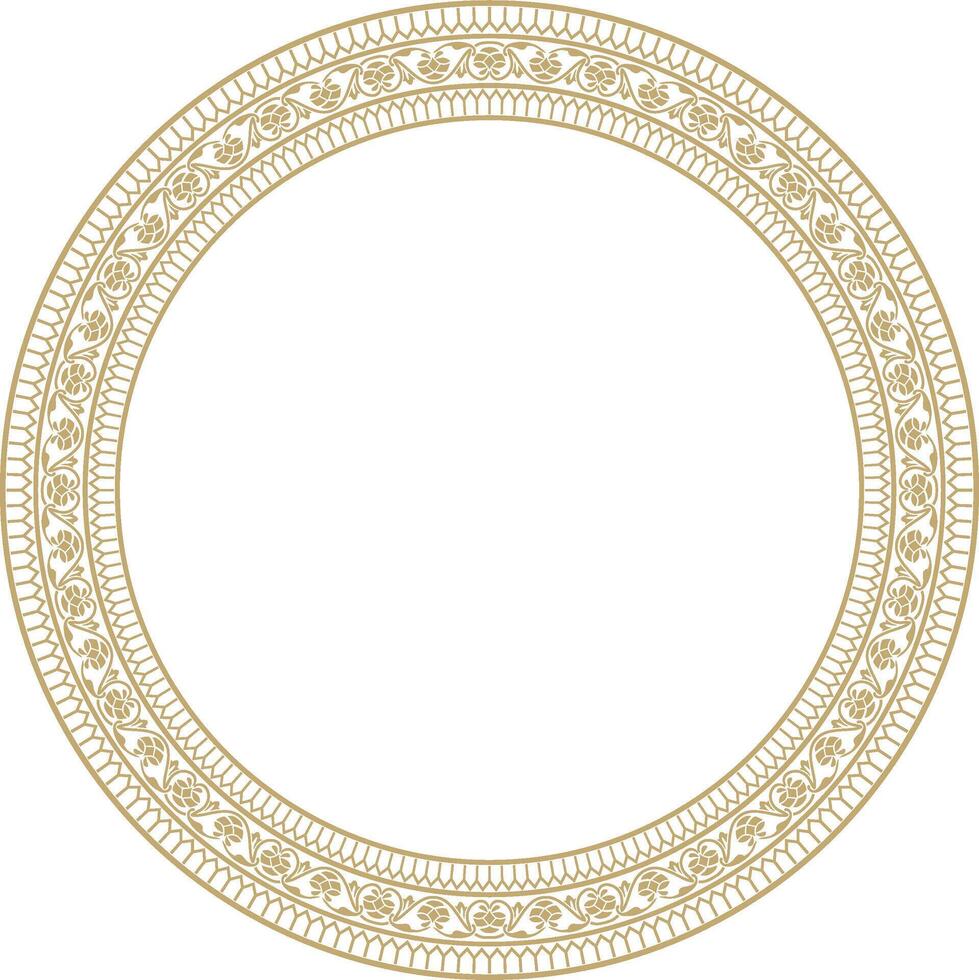 golden round Turkish national ornament. Ottoman border, frame. Ethnic floral circle, ring, Seljuk Turks pattern. Decoration of the Sultan's palace vector