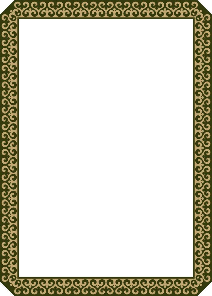 gold and green square Kazakh national ornament. Ethnic pattern of the peoples of Great Steppe vector