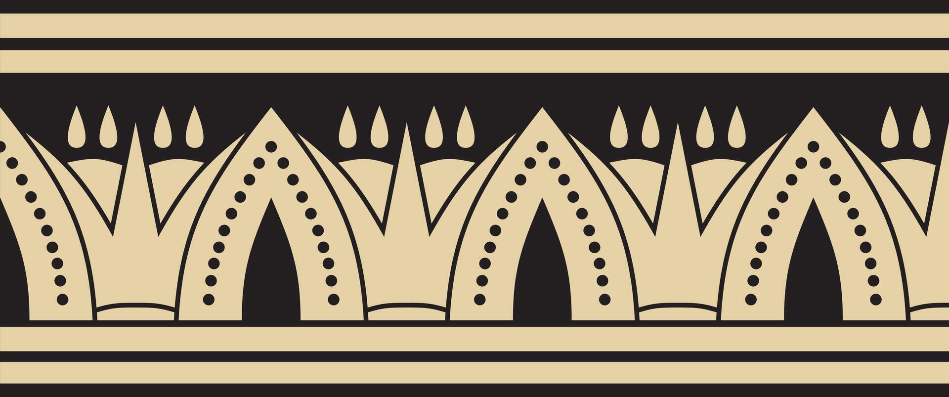 seamless gold with black Egyptian ornament. Endless border, ancient Egypt frame vector