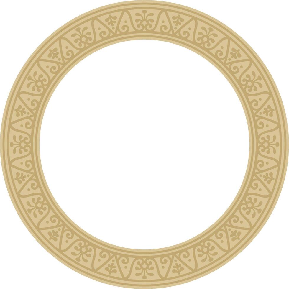 round gold border, frame, Pompeii ring. Circle Neopolitan ornament. Art Ancient Rome. vector