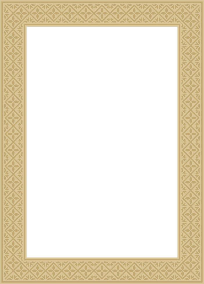 golden square classic renaissance ornament. Rectangle, european border,style frame vector