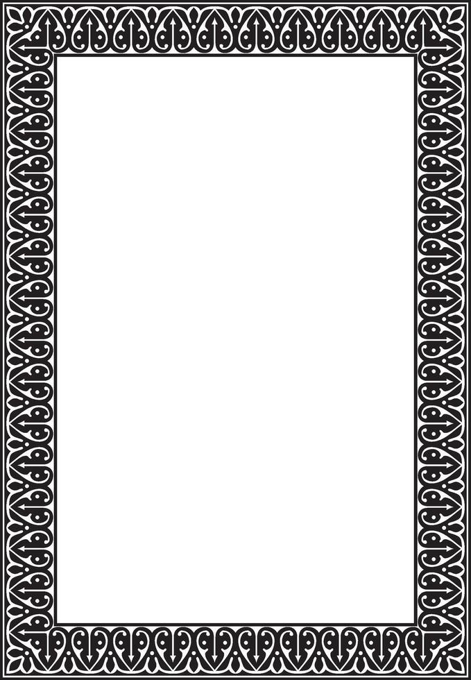black monochrome arabic national square ornament. Ethnic rectangle, frame of eastern people vector