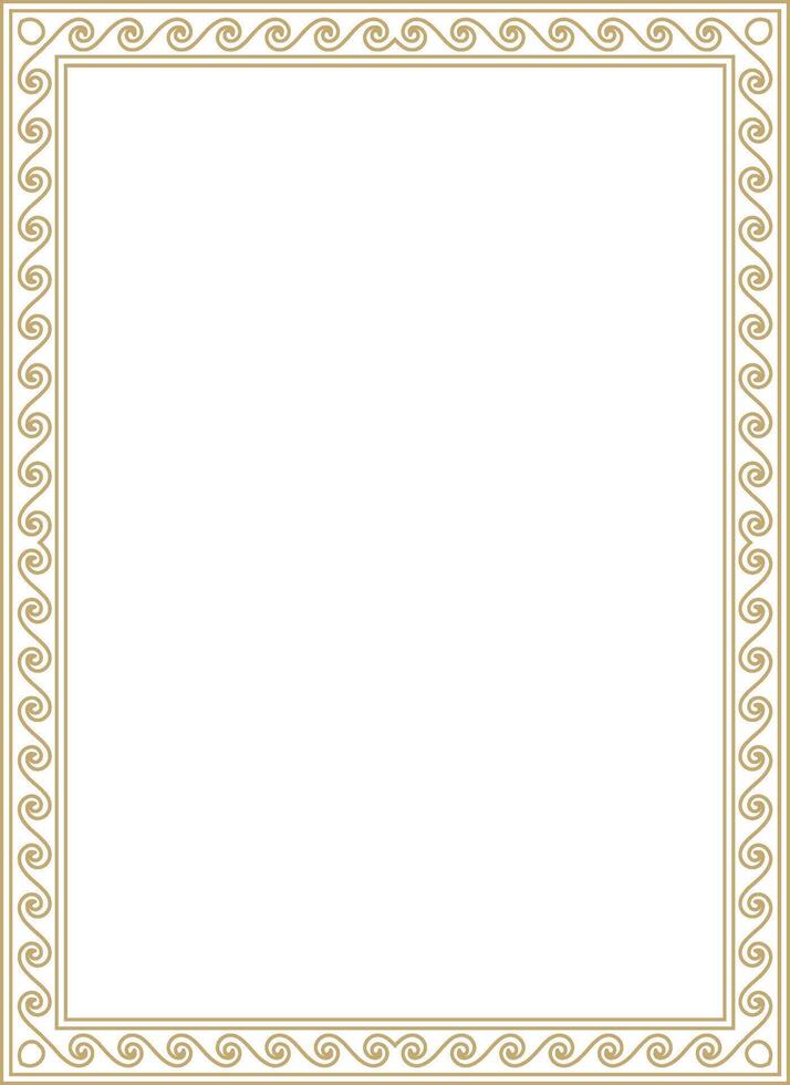 golden classic Greek square ornament. Rectangle of Ancient Greece and Roman Empire. Byzantine paint of floors and ceiling vector