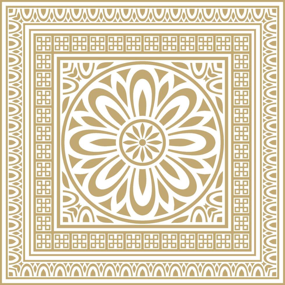 Classic Greek golden square ornament. pattern, ancient Hellenic rectangle. European border vector