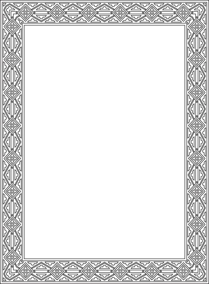black contour square classic renaissance ornament. Rectangle, european border, style frame vector