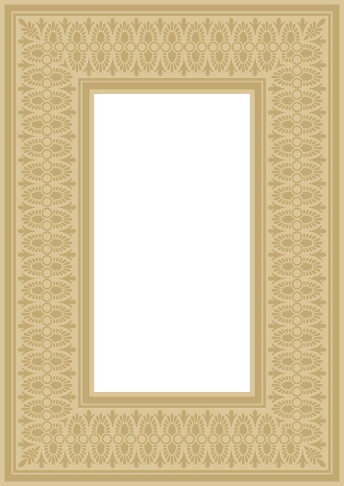 Classic Greek golden square ornament. pattern, ancient Hellenic rectangle. European border. vector