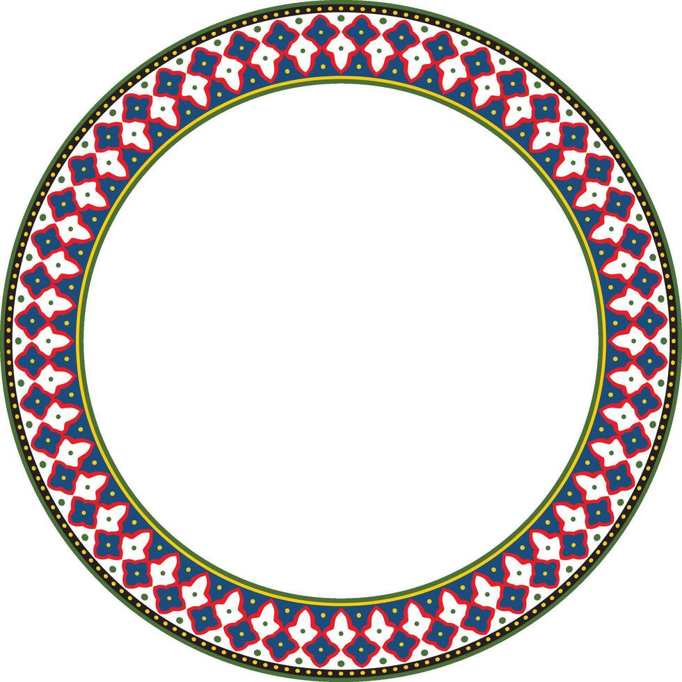 round colored national Persian ornament. Circle, ring, frame, border, ethnic pattern of the peoples of Iran, Iraq, Tajikistan vector