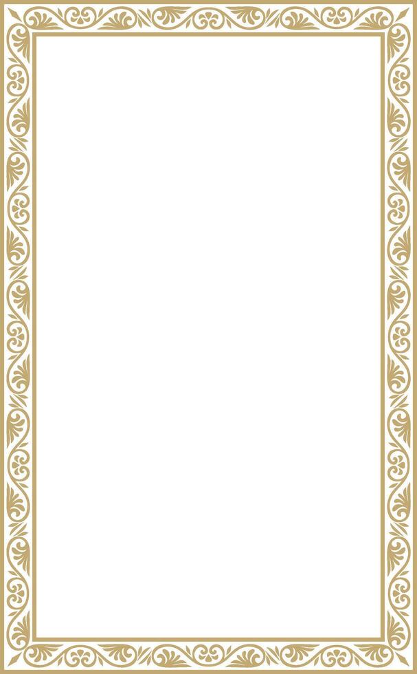 golden square classic byzantine ornament. Rectangle, border, Ancient Greece, Eastern Roman Empire frame. Decoration Russian Church vector