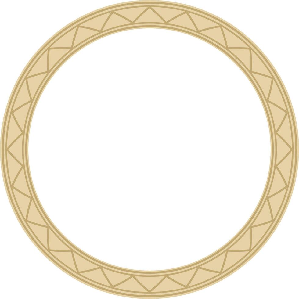 gold round Yakut ornament. Endless circle, border, frame of the northern peoples of Far East. vector