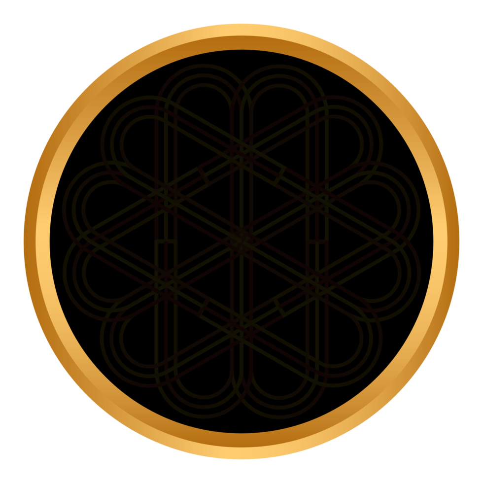 Golden circle frame text box with banner gold award ribbon icon anniversary badge in black color png