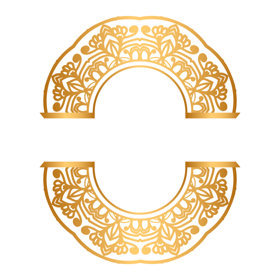 Gold Vintage Frame design For Title With Mandala Islamic Invitation Wedding Card art png
