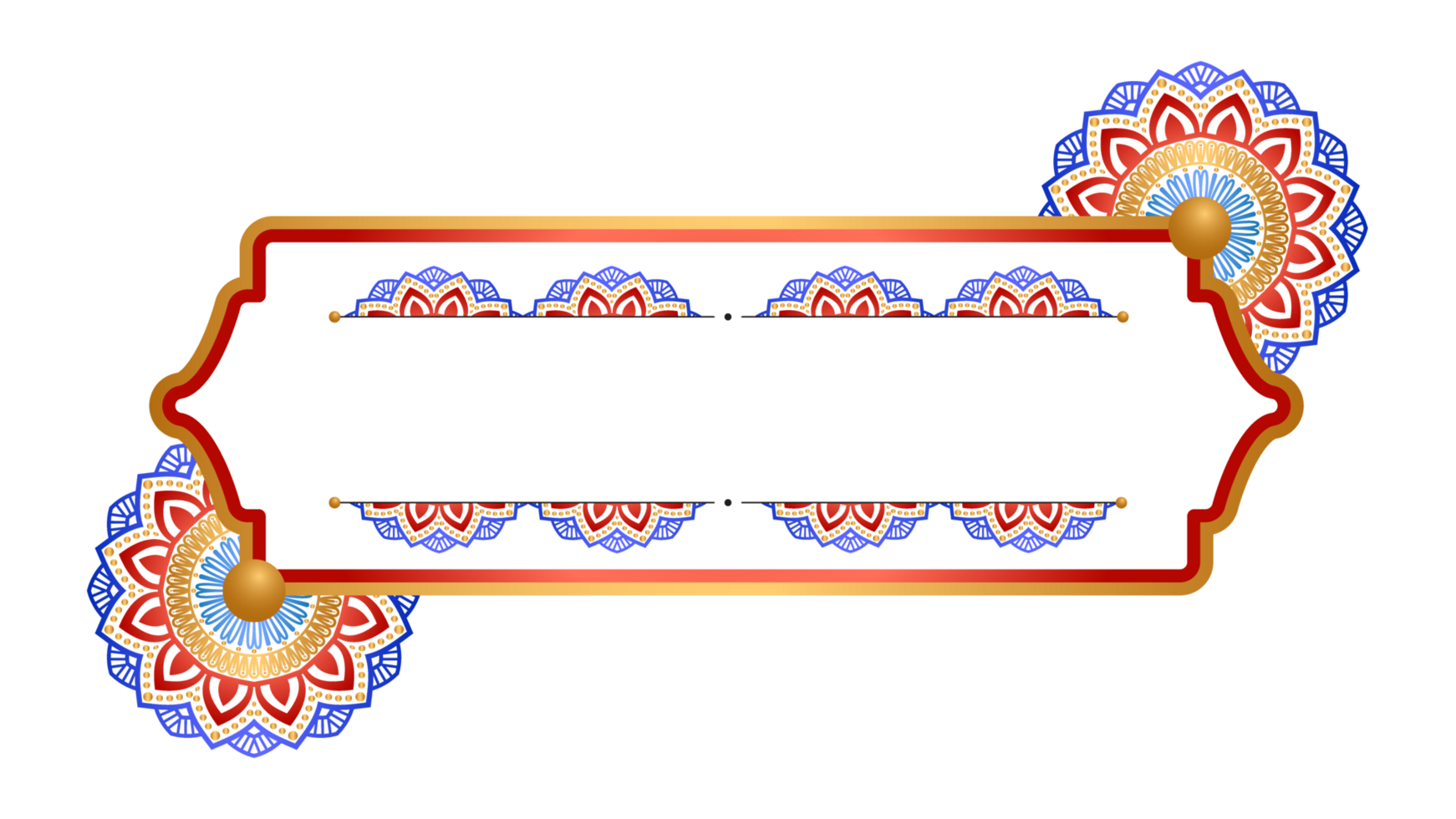 Luxury White Golden Mandala Arabic Ornament Islamic Banner Title Frame Text Box Border Transparent Background png