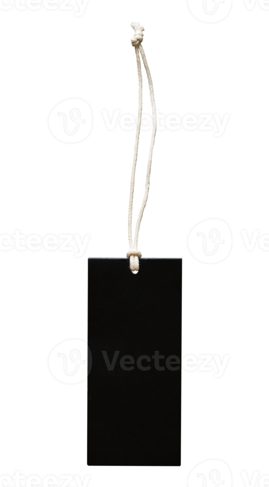 black tag with rope for mockup isolated png