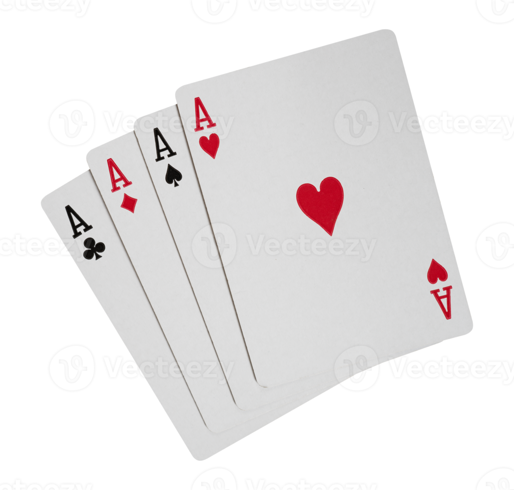 four aces on white isolated element png