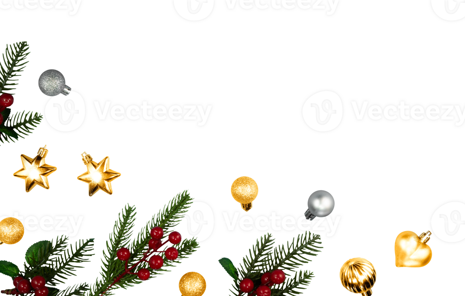 Christmas branches with balls for banner background png