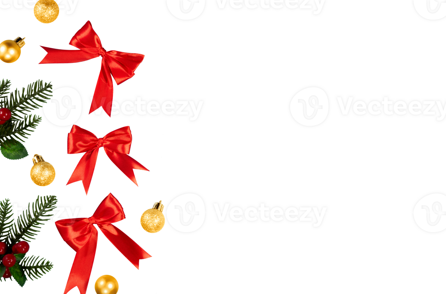 Christmas tree with red ribbon for banner background png