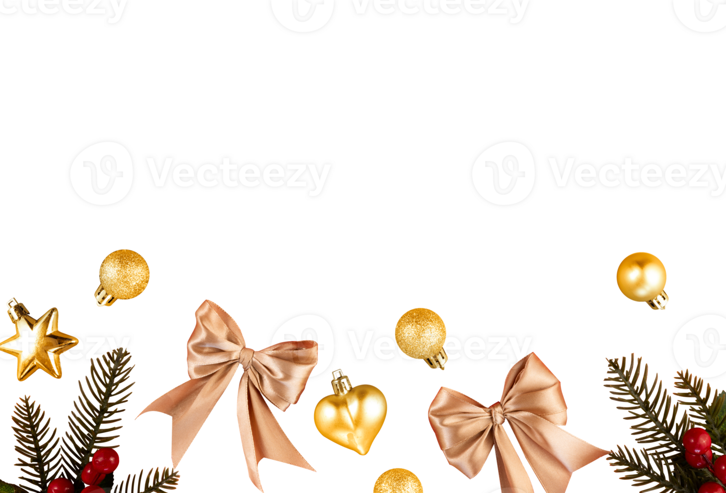 decorative Christmas balls with ribbon for banner copy space png