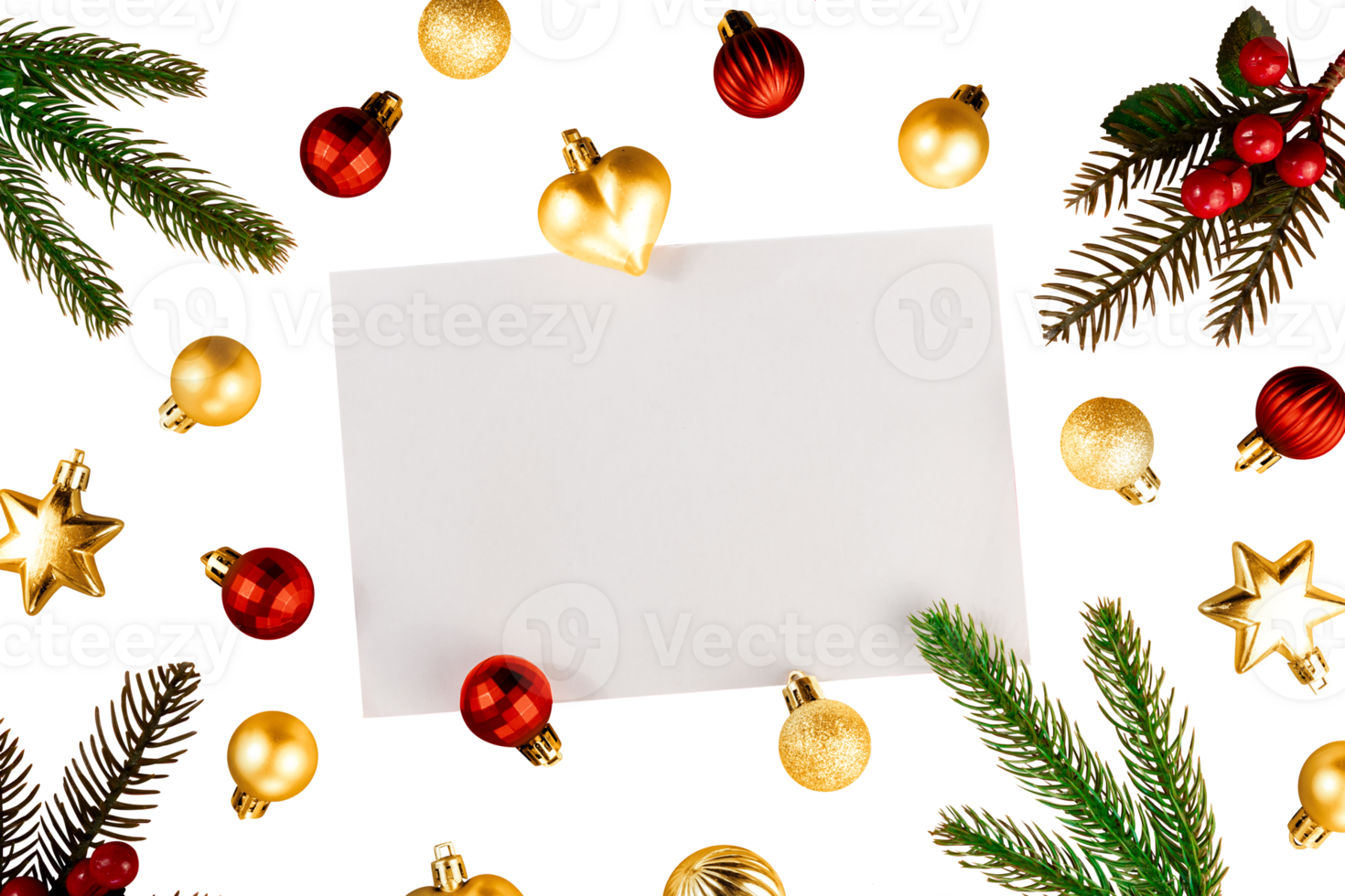 Christmas decoration with card for banner copy space png