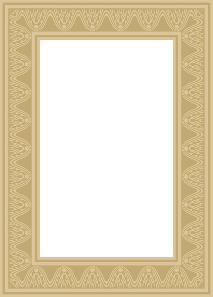 square Assyrian gold ornament. Rectangle, border, frame of Mesopatamia. Pattern of ancient East vector