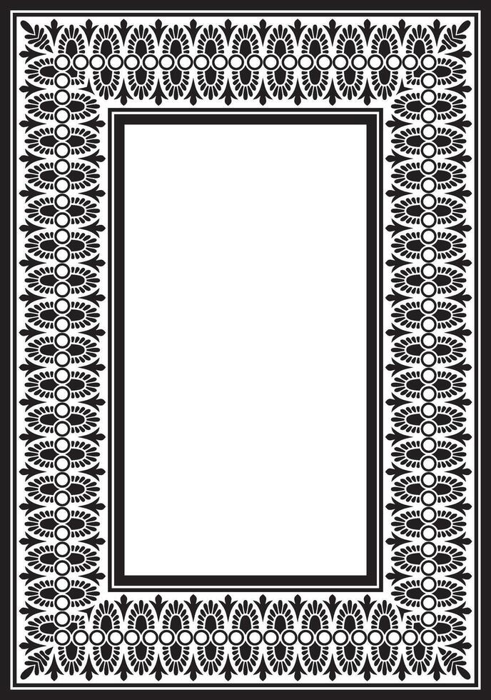 Classic greek black monochrome square ornament. pattern, ancient hellenic rectangle. European border vector