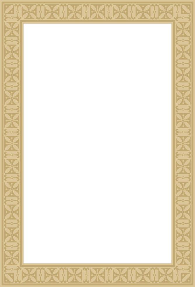 square european gold ornament. Rectangular pattern, circle, ring of the Middle Ages. Revival border. Decoration of palaces and churche vector
