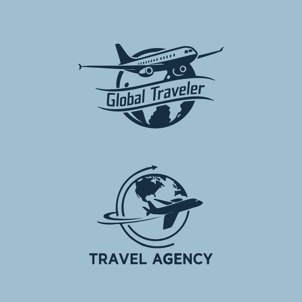 Set of Travel Agency and Global Traveler Logos vector