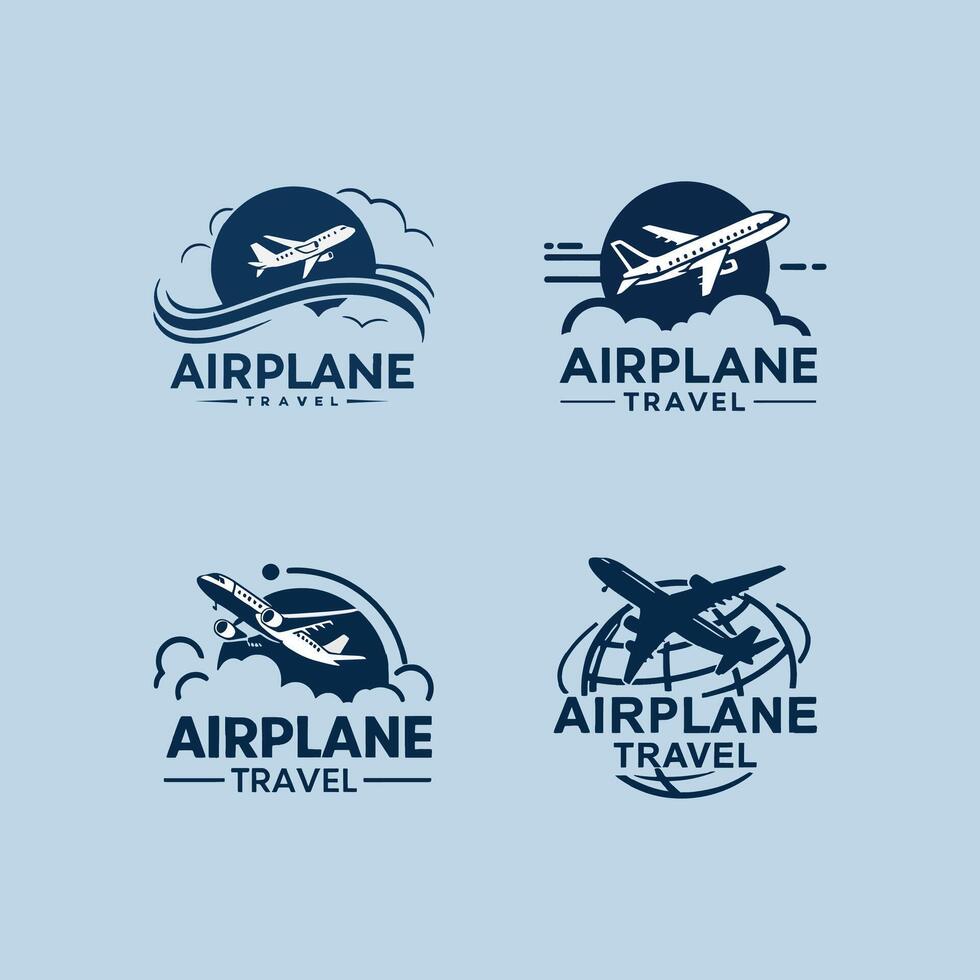 Collection of Airplane Travel Logos in Retro Style vector