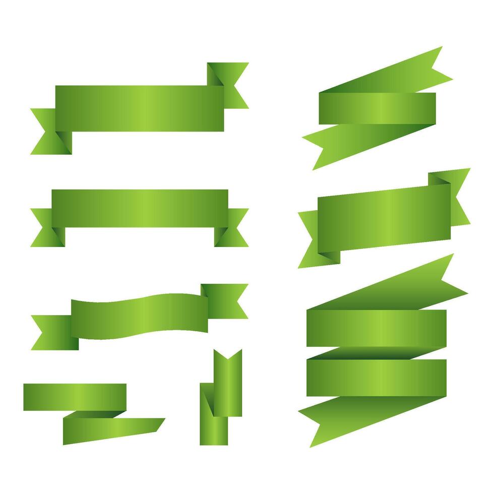 Set of Green Ribbon. Illustration. vector