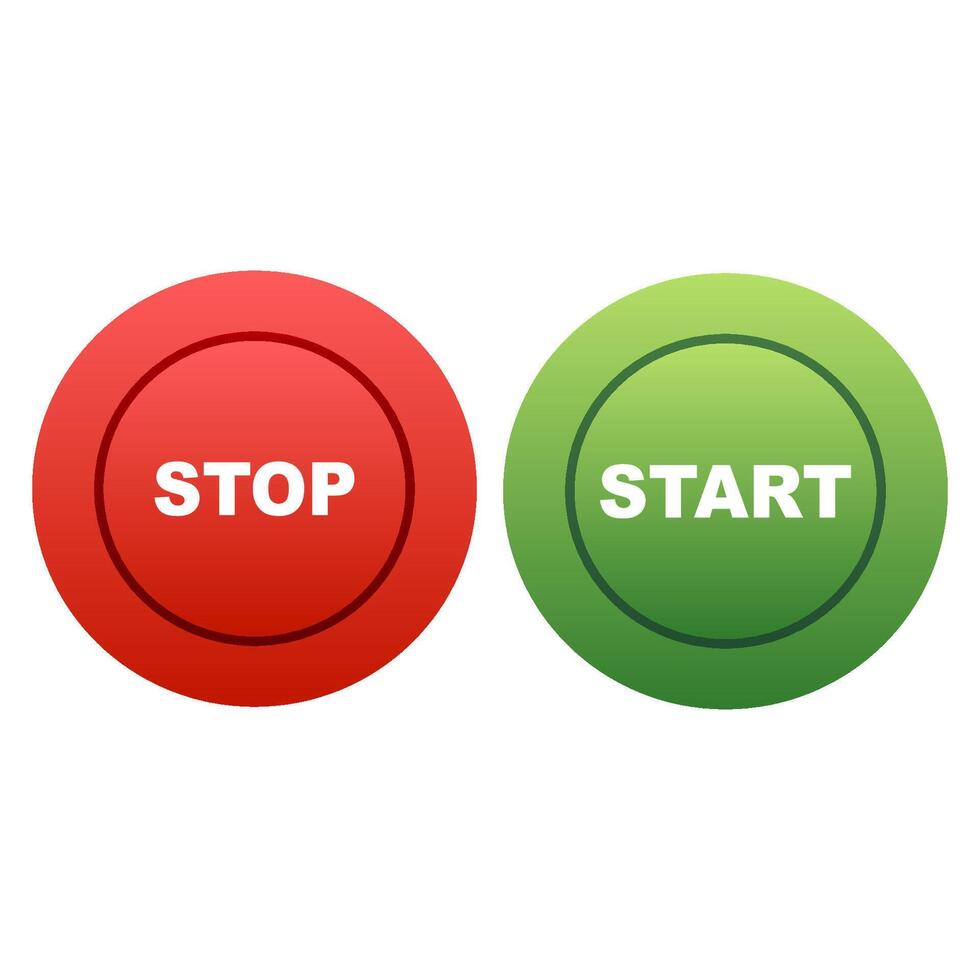 Green Start button and red Stop button. illustration vector